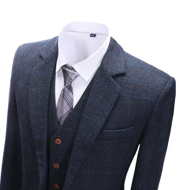 Men's Business 3 Pieces Formal Navy Tweed Notch Lapel Suit (Blazer+vest+Pants) sold by Mens Event Wear product image thumbnail 4