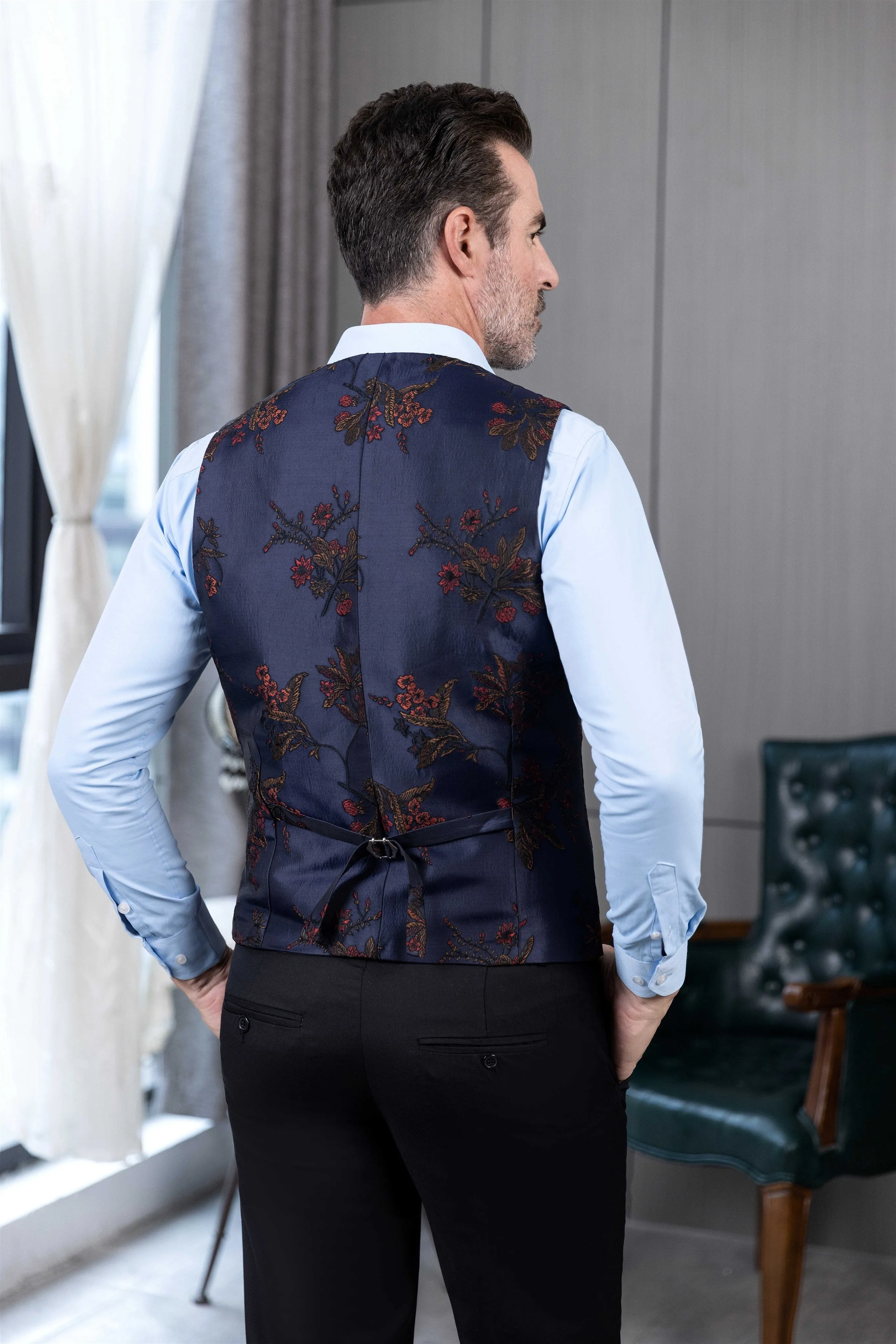 Menseventwear Fashion 3 Pieces Mens Patterned Suit Flat Peak Lapel Tuxedos(Blazer+Vest+Pants) sold by Mens Event Wear product image thumbnail 5