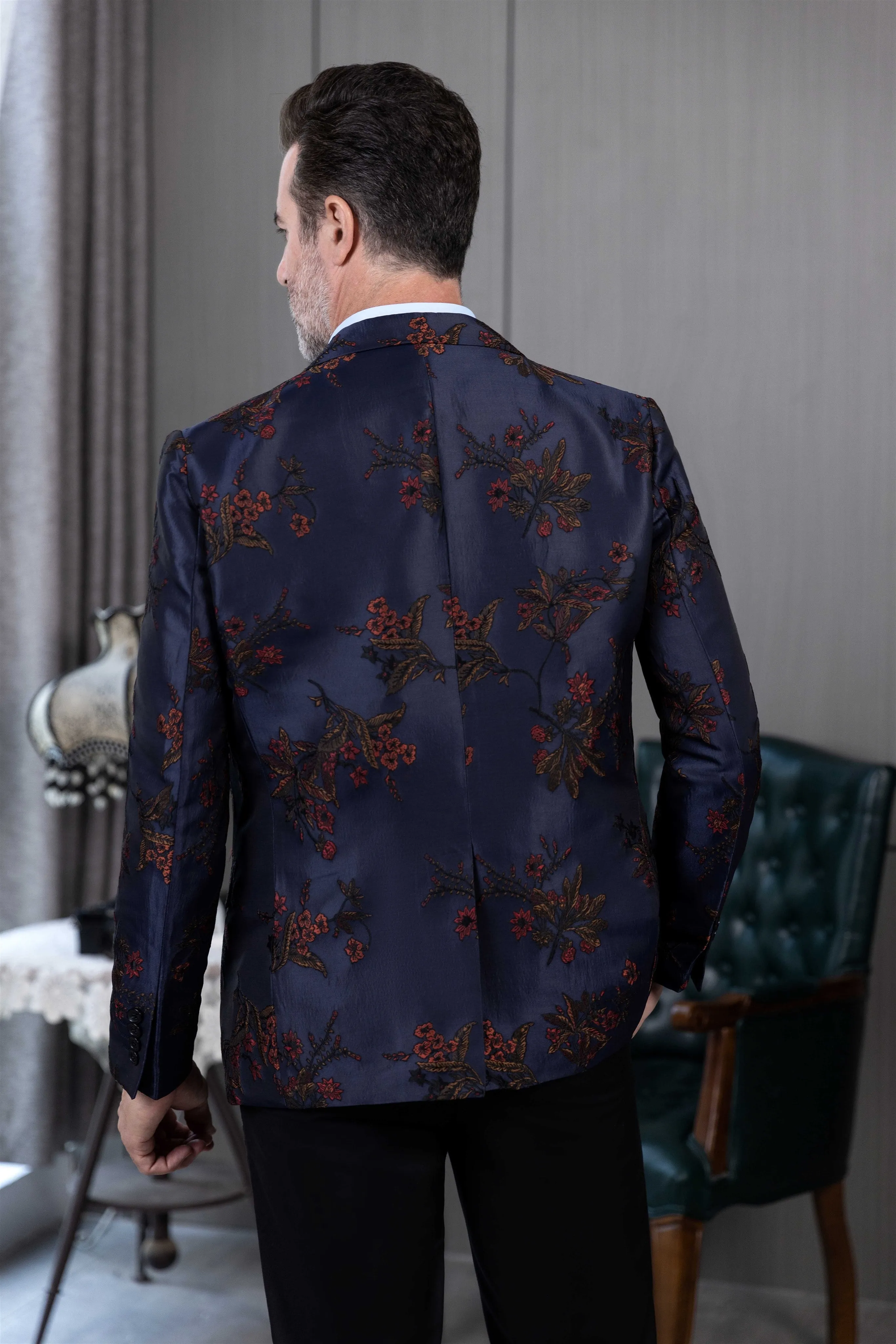 Menseventwear Fashion 3 Pieces Mens Patterned Suit Flat Peak Lapel Tuxedos(Blazer+Vest+Pants) sold by Mens Event Wear product image thumbnail 2