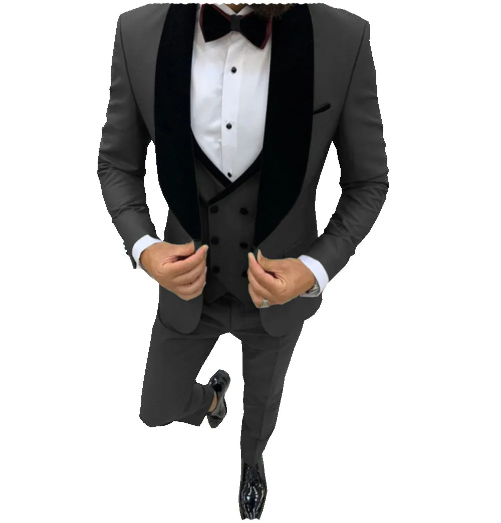 Fashion 3 Pieces Mens Suit Flat Shawl Lapel Tuxedos (Blazer+vest+Pants) sold by Mens Event Wear product image thumbnail 5