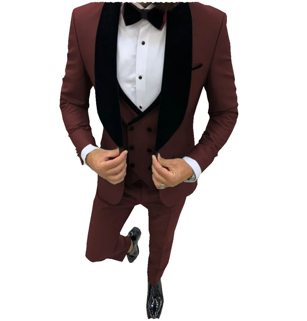 Fashion 3 Pieces Mens Suit Flat Shawl Lapel Tuxedos (Blazer+vest+Pants) sold by Mens Event Wear