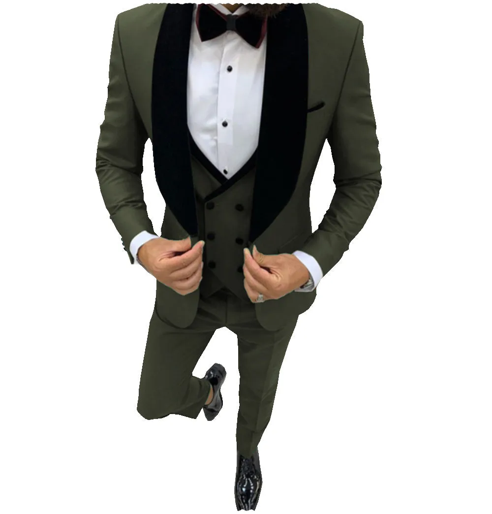 Fashion 3 Pieces Mens Suit Flat Shawl Lapel Tuxedos (Blazer+vest+Pants) sold by Mens Event Wear product image thumbnail 2