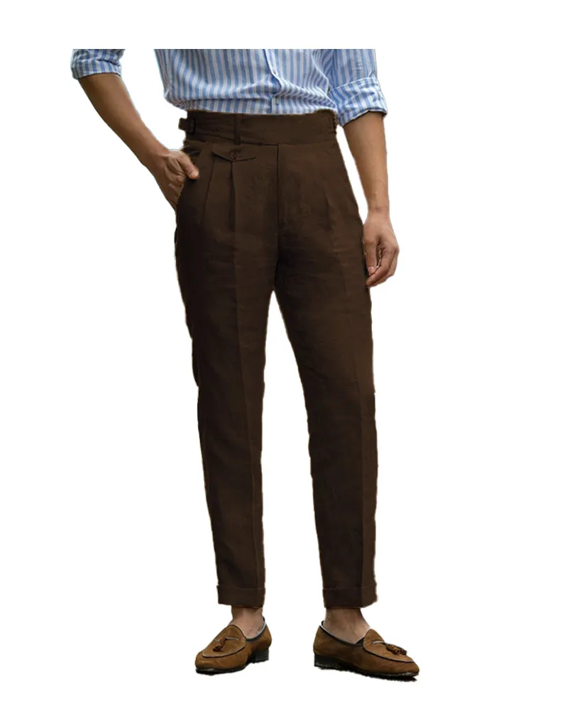 Casual Men's Suit Pants Cotton LinenTrousers For Wedding sold by Mens Event Wear