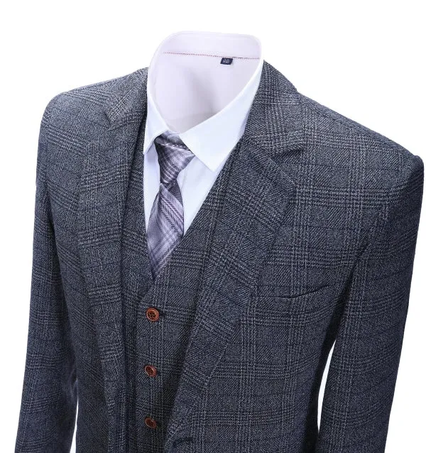 Men's Business 3 Pieces Formal Dark Grey Tweed Notch Lapel Suit (Blazer+vest+Pants) sold by Mens Event Wear product image thumbnail 4