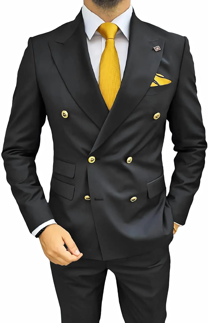 Casual Men's Suit Slim Fit Double Breasted 2 Piece Business Tuxedos (Blazer+Pants) sold by Mens Event Wear product image thumbnail 2