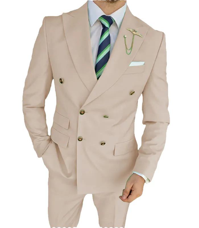 Casual Men's Suit Slim Fit Double Breasted 2 Piece Business Tuxedos (Blazer+Pants) sold by Mens Event Wear