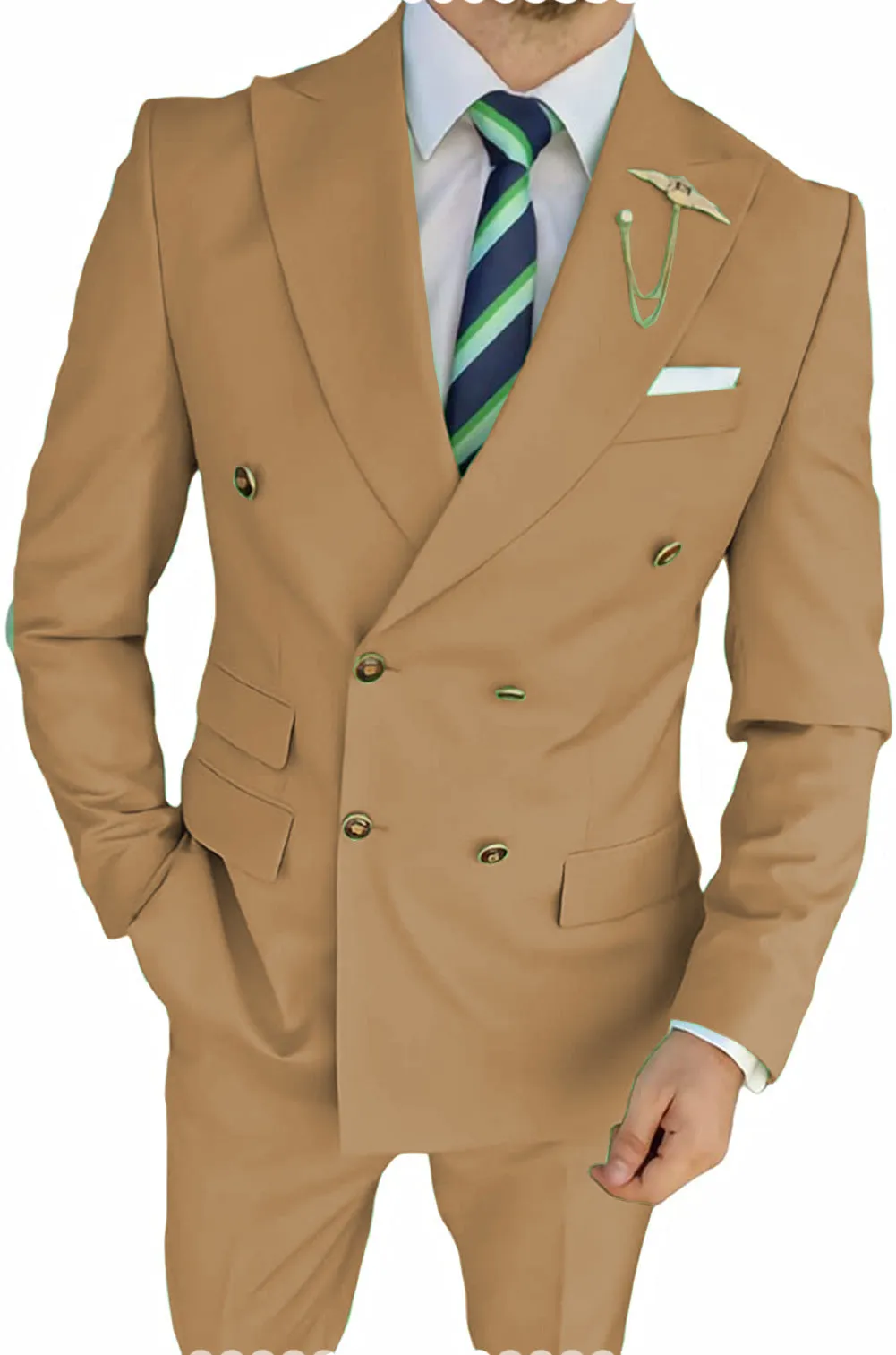 Casual Men's Suit Slim Fit Double Breasted 2 Piece Business Tuxedos (Blazer+Pants) sold by Mens Event Wear product image thumbnail 4