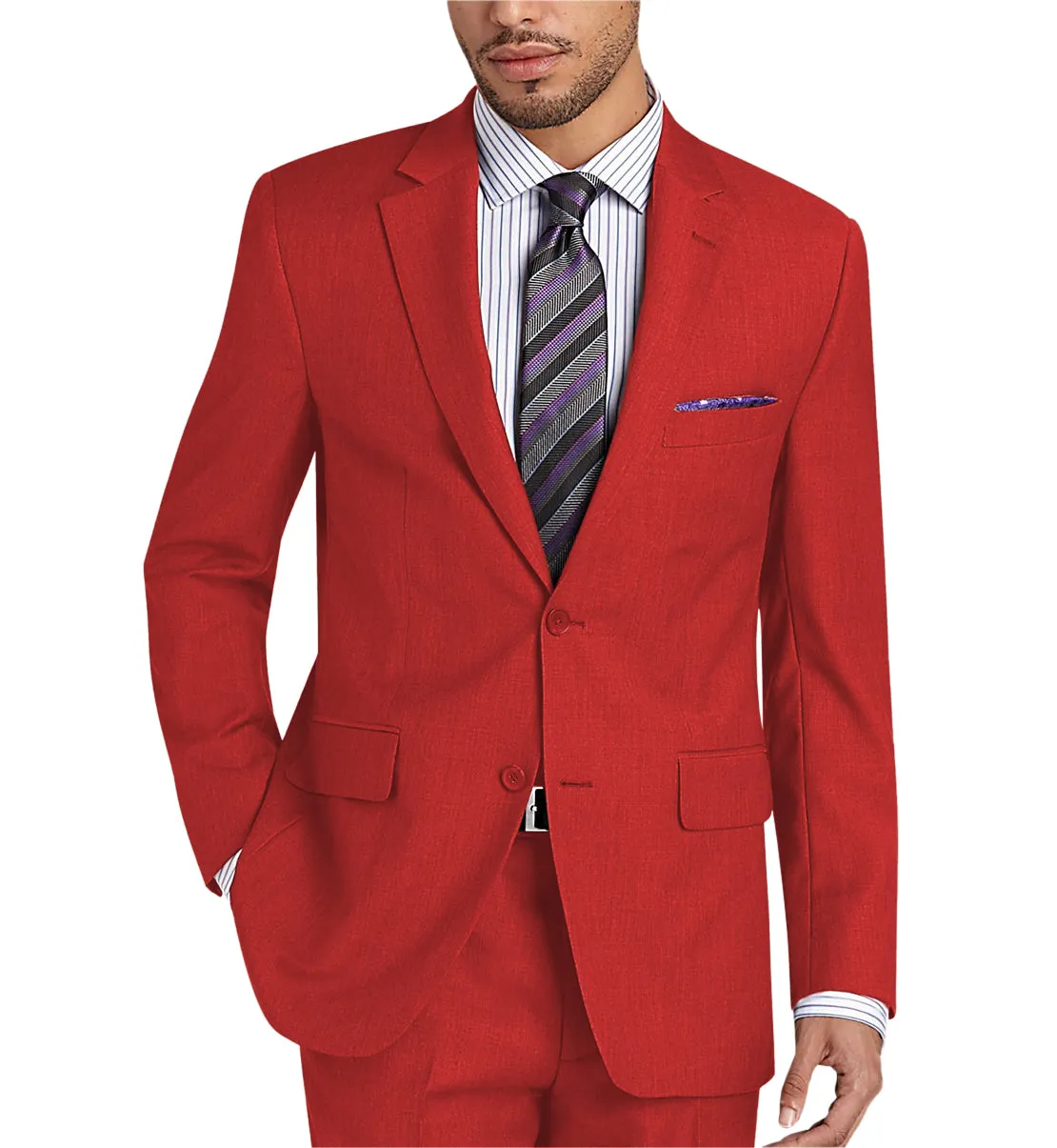 Forma 2 Piece Men's Suit Flat Notched Wedding Lapel (Blazer + Pants) sold by Mens Event Wear product image thumbnail 2