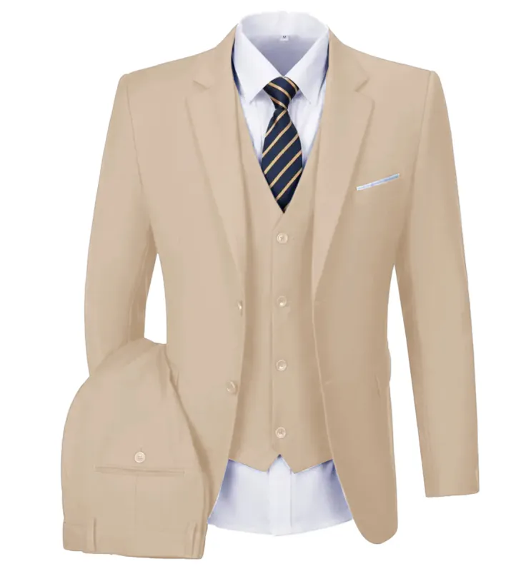 Casual Men's 3 Pieces Mens Suit Notch Lapel Flat Tuxedos (Blazer+vest+Pants) sold by Mens Event Wear