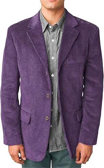 Men's Casual Corduroy Suit Retro Slim Fit Notch Lapel Sports Jacket sold by Mens Event Wear