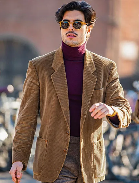 Men's Casual Corduroy Suit Retro Slim Fit Notch Lapel Sports Jacket sold by Mens Event Wear product image thumbnail 2