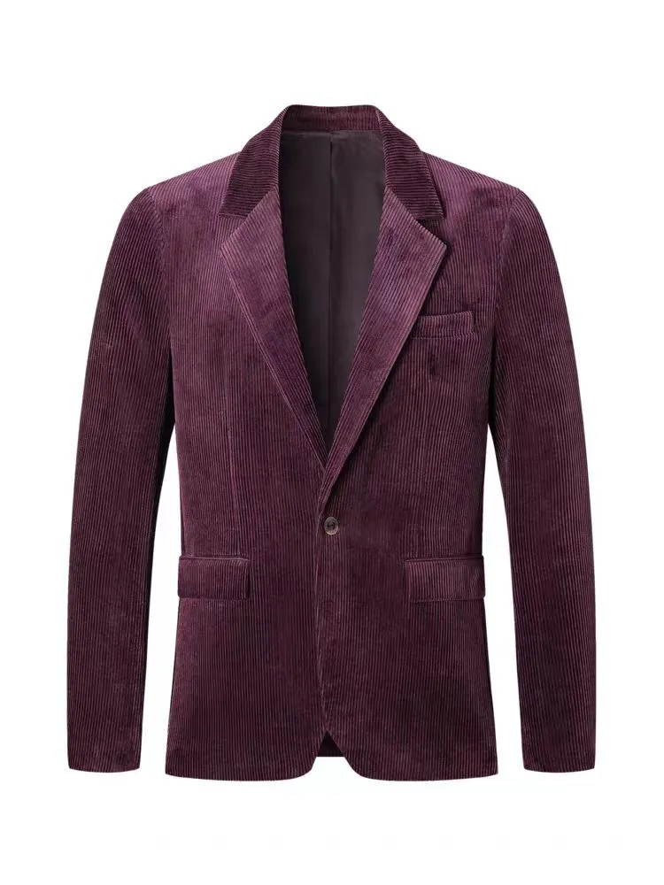 Men's Casual Corduroy Suit Retro Slim Fit Notch Lapel Sports Jacket sold by Mens Event Wear product image thumbnail 3
