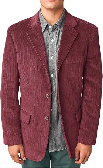Men's Casual Corduroy Suit Retro Slim Fit Notch Lapel Sports Jacket sold by Mens Event Wear