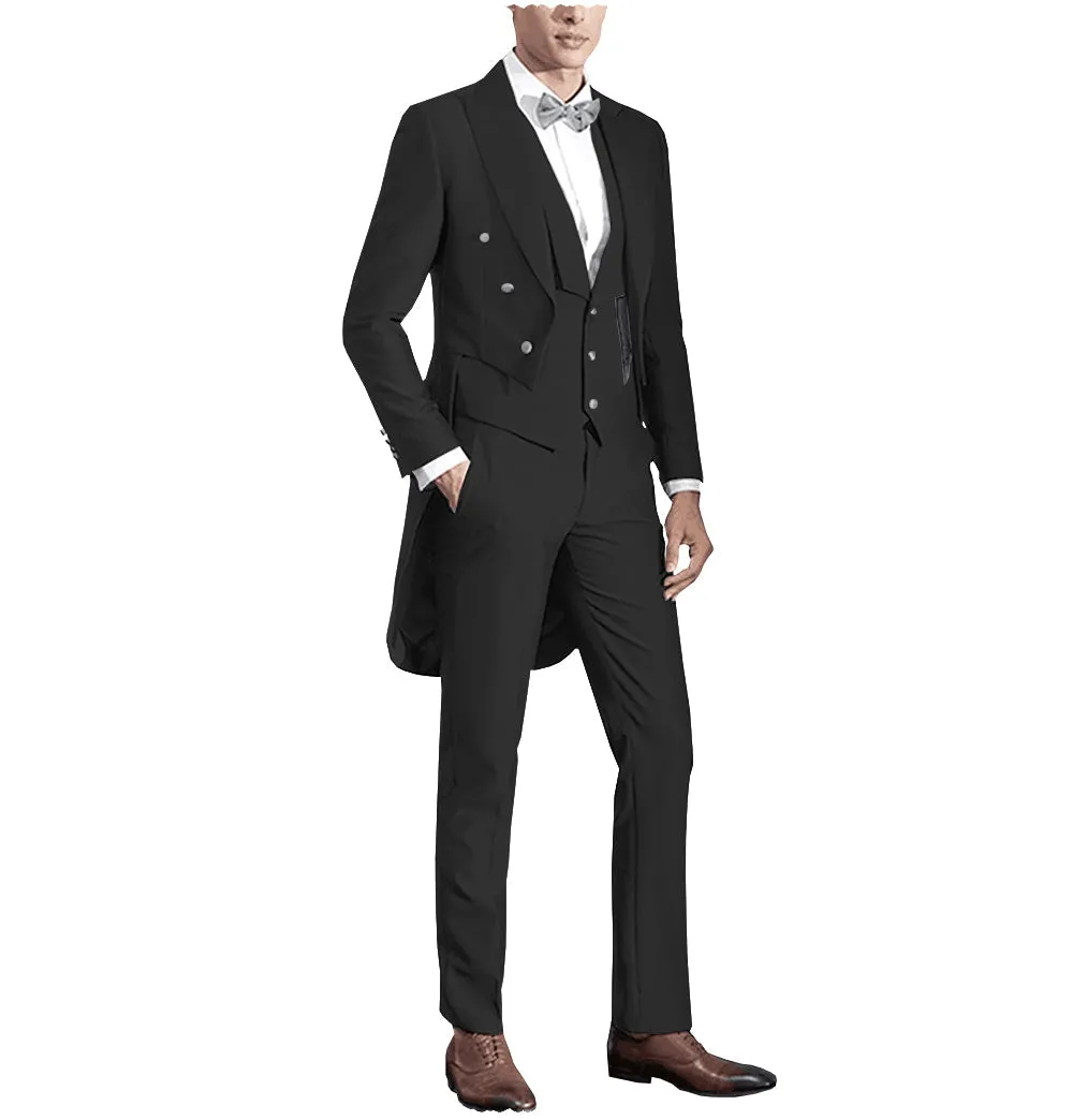 Formal Men's 3 Pieces Flat Slim Fit Peak Lapel Tuxedos Groomsmen (Blazer+vest+Pants) sold by Mens Event Wear product image thumbnail 2