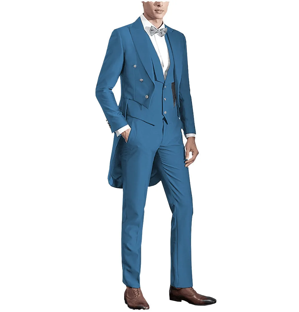 Formal Men's 3 Pieces Flat Slim Fit Peak Lapel Tuxedos Groomsmen (Blazer+vest+Pants) sold by Mens Event Wear product image thumbnail 4