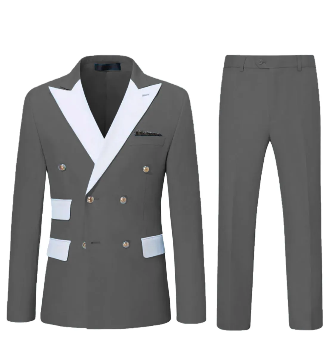 Formal 2 Pieces Mens Suit Flat Peak Lapel Tuxedos For Wedding (Blazer+Pants) sold by Mens Event Wear