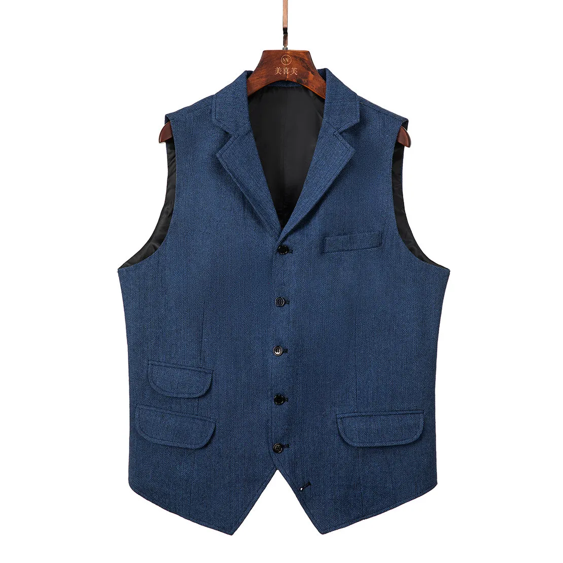 Casual Men's Classic Tweed Herringbone Notch Lapel Waistcoat sold by Mens Event Wear product image thumbnail 3
