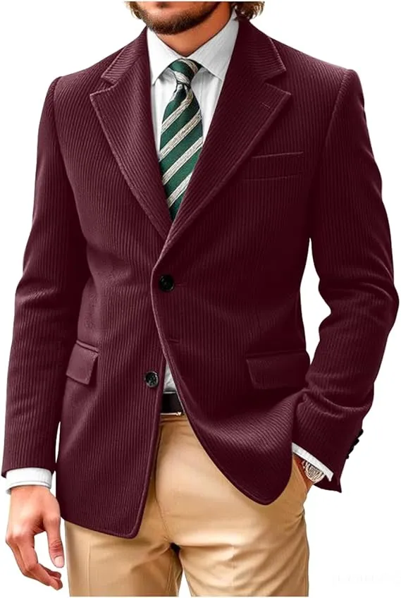 Men's Casual Corduroy Suit Retro Slim Fit Notch Lapel Sports Jacket sold by Mens Event Wear product image thumbnail 5