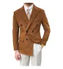 Men's Fashion Corduroy Peak Lapel Double Breasted Jacket Sport Coat sold by Mens Event Wear