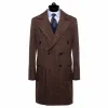 Casual Trench Coat Men Double Breasted Notch Collar Tweed Herringbone Coat Winter Wedding sold by Mens Event Wear