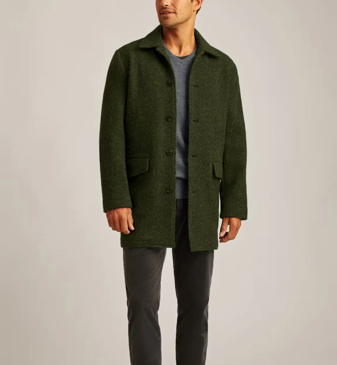 Formal Men's Wool Herringbone Stand Lapel Blazer sold by Mens Event Wear