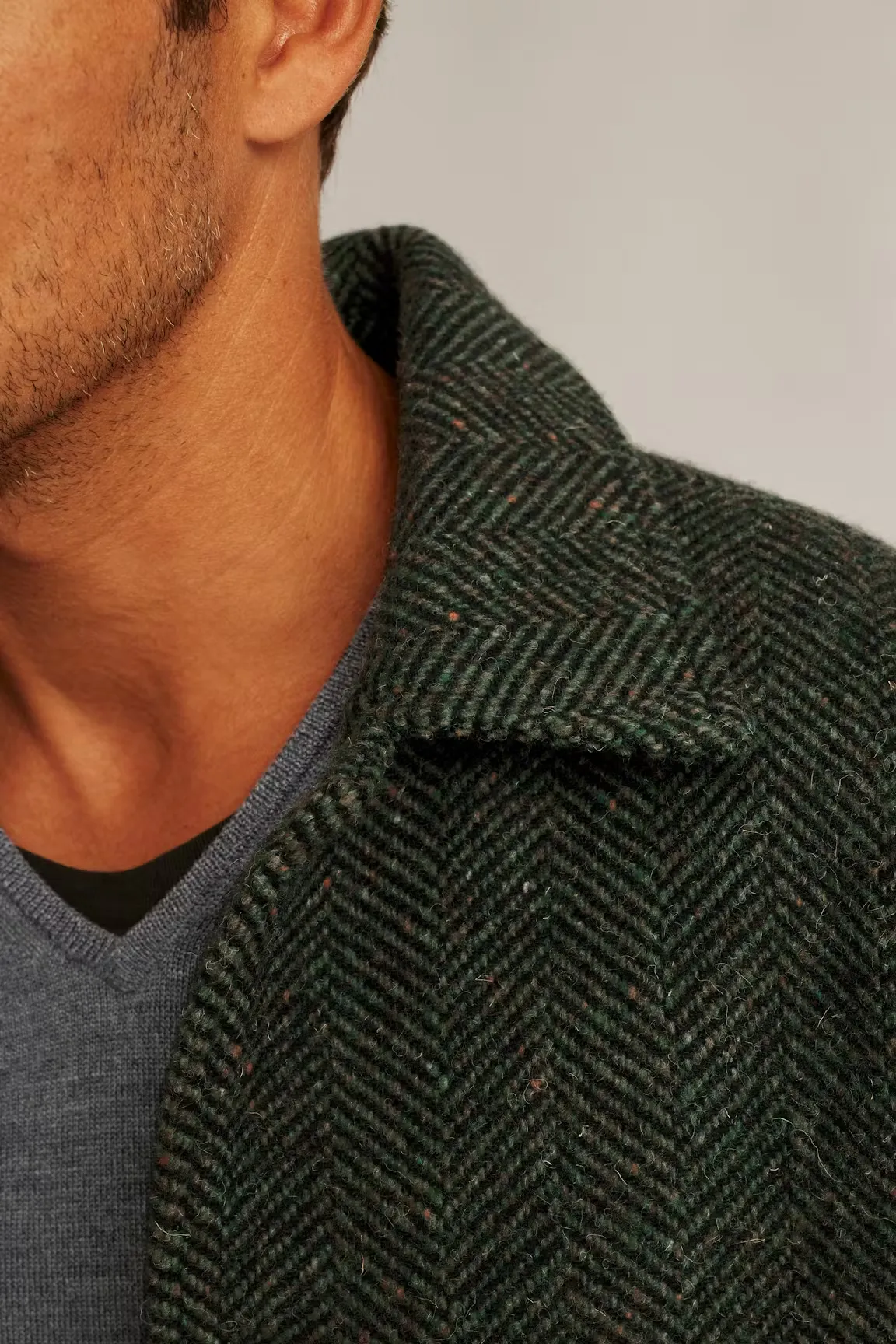 Formal Men's Wool Herringbone Stand Lapel Blazer sold by Mens Event Wear product image thumbnail 5