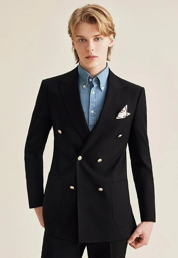 Formal 2 Pieces Mens Suit Flat Peak Lapel Tuxedos For Wedding (Blazer+Pants) sold by Mens Event Wear product image thumbnail 3