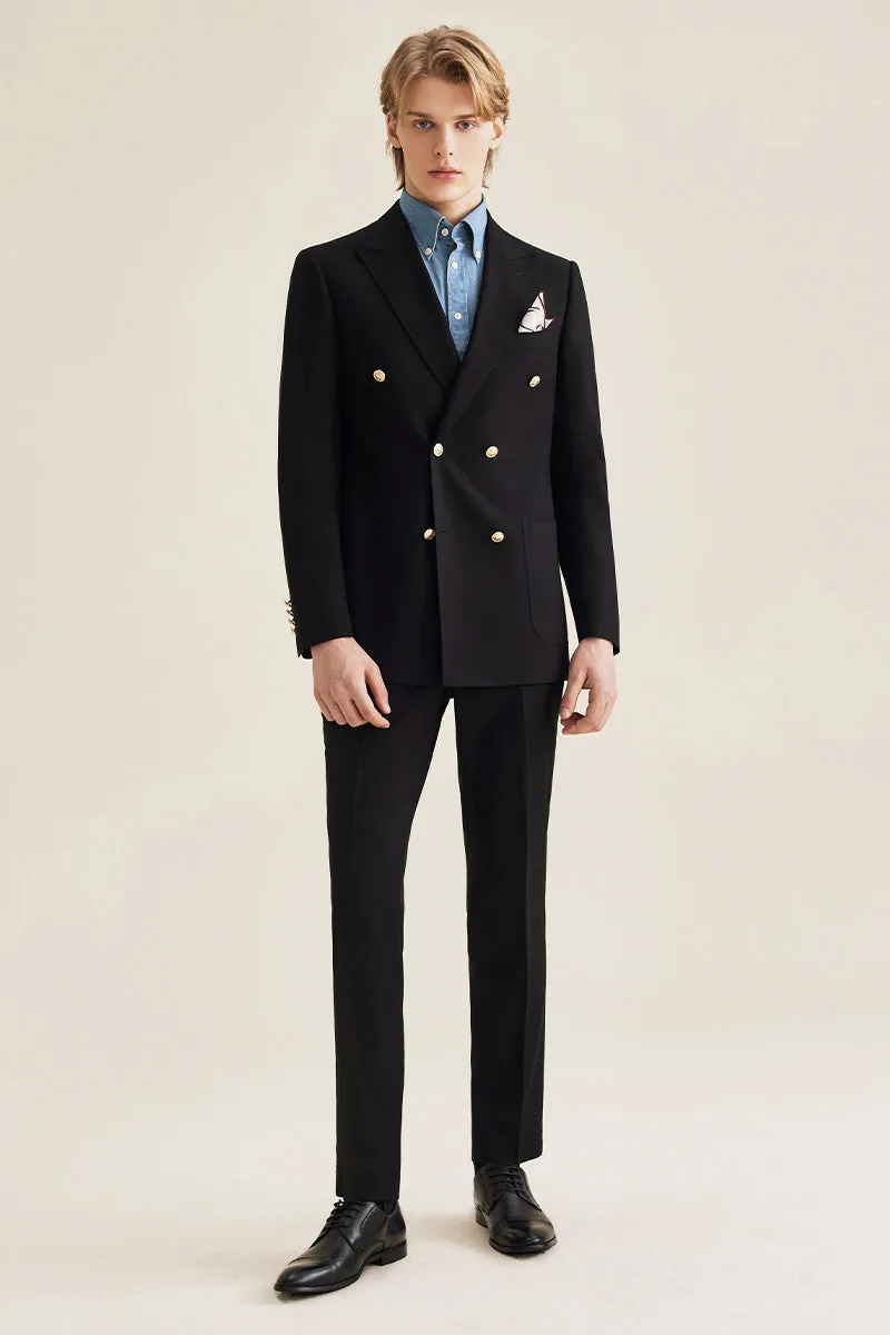 Formal 2 Pieces Mens Suit Flat Peak Lapel Tuxedos For Wedding (Blazer+Pants) sold by Mens Event Wear product image thumbnail 2