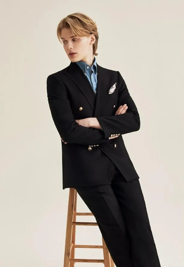 Formal 2 Pieces Mens Suit Flat Peak Lapel Tuxedos For Wedding (Blazer+Pants) sold by Mens Event Wear