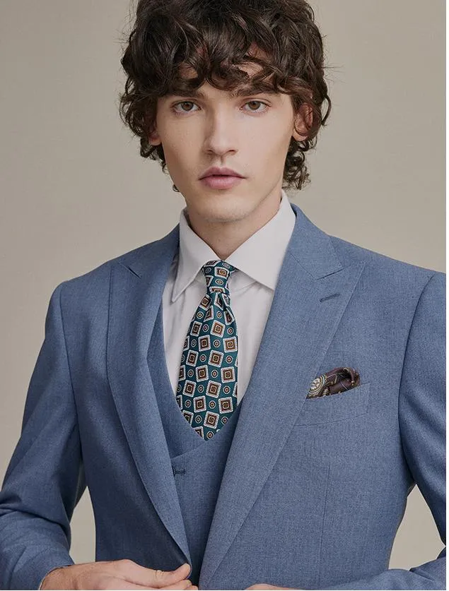 Formal Men's Suits Slim Fit 3 Pieces Peak Lapel Tuxedos (Blazer+Vest+ Pant) sold by Mens Event Wear product image thumbnail 4