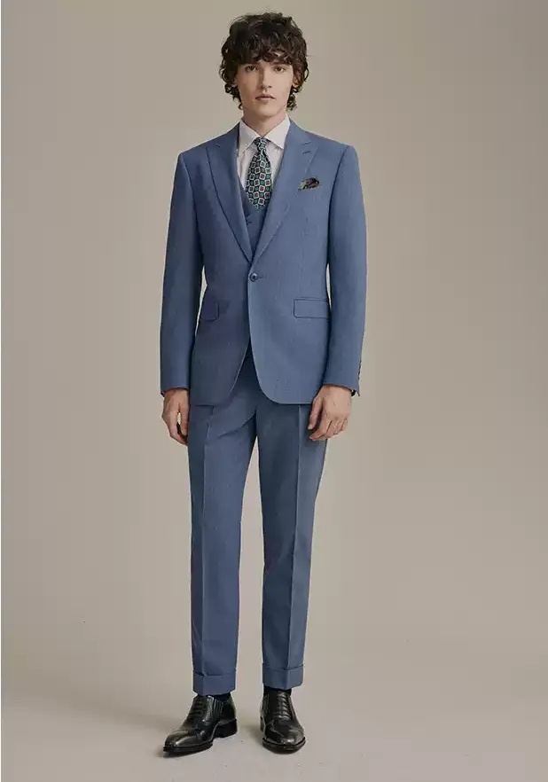 Formal Men's Suits Slim Fit 3 Pieces Peak Lapel Tuxedos (Blazer+Vest+ Pant) sold by Mens Event Wear