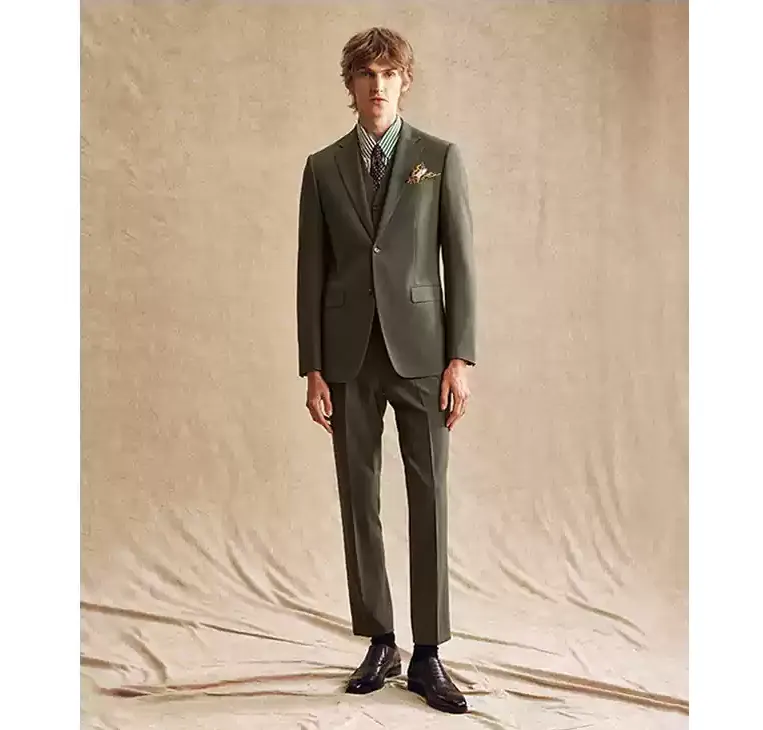 Business 3 Piece Men's Suit Flat Notch Lapel Wedding Tuxedos (Blazer + Vest + Pants) sold by Mens Event Wear product image thumbnail 5