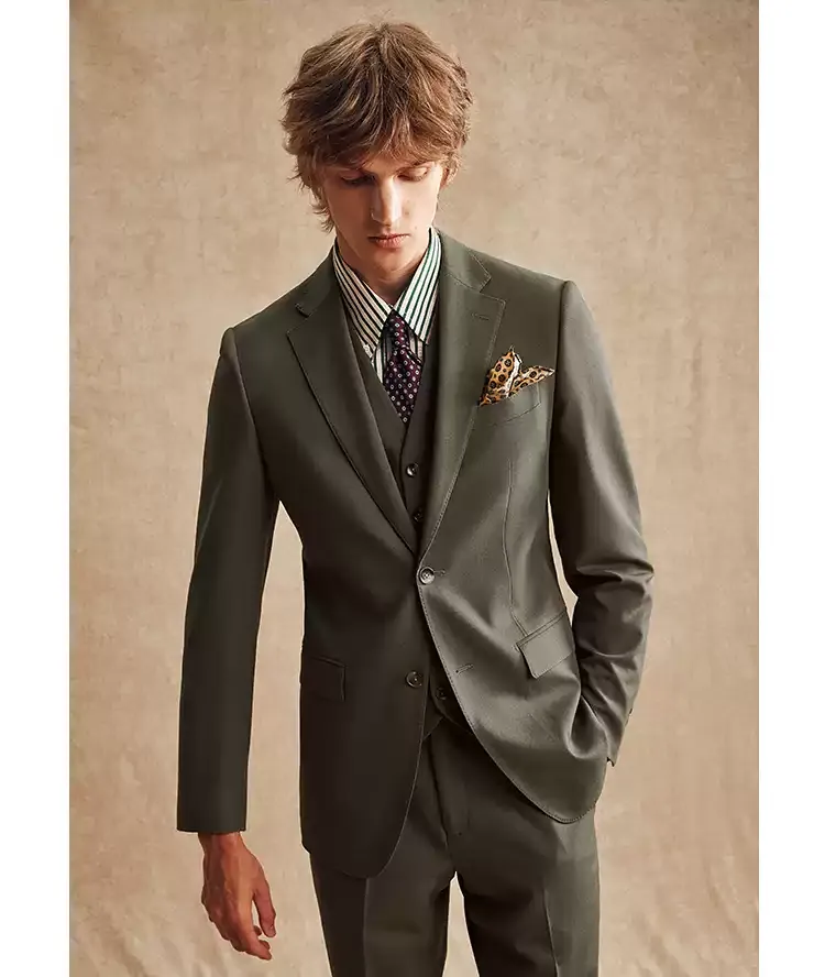 Business 3 Piece Men's Suit Flat Notch Lapel Wedding Tuxedos (Blazer + Vest + Pants) sold by Mens Event Wear product image thumbnail 3