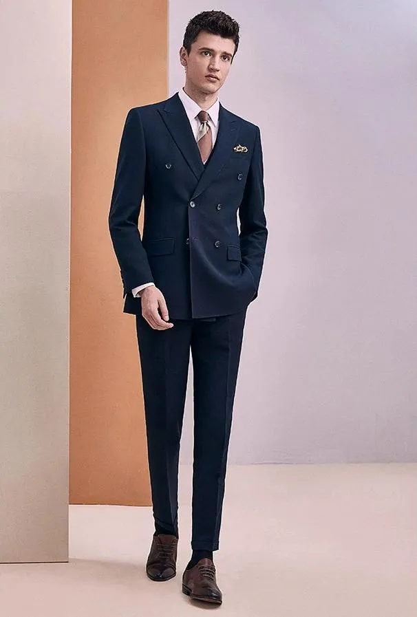 Formal 2 Pieces Mens Suit Flat Peak Lapel Tuxedos For Wedding (Blazer+Pants) sold by Mens Event Wear product image thumbnail 2