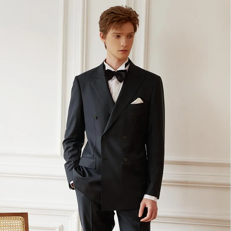 Formal 2 Pieces Mens Suit Flat Peak Lapel Tuxedos For Wedding (Blazer+Pants) sold by Mens Event Wear