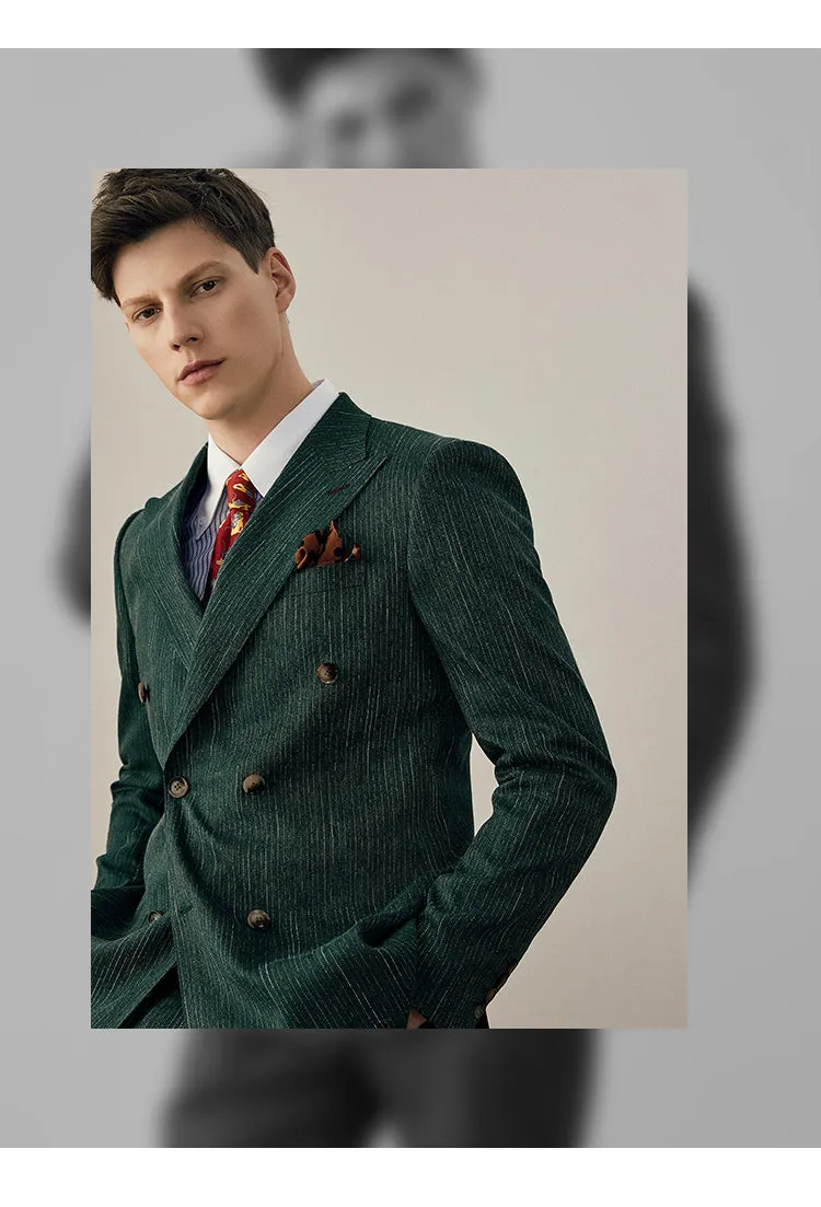 Fashion Men's 2 Pieces Mens Double-breasted Suit Peak Lapel Striped Tuxedos (Blazer+Vest+Pants) sold by Mens Event Wear product image thumbnail 4