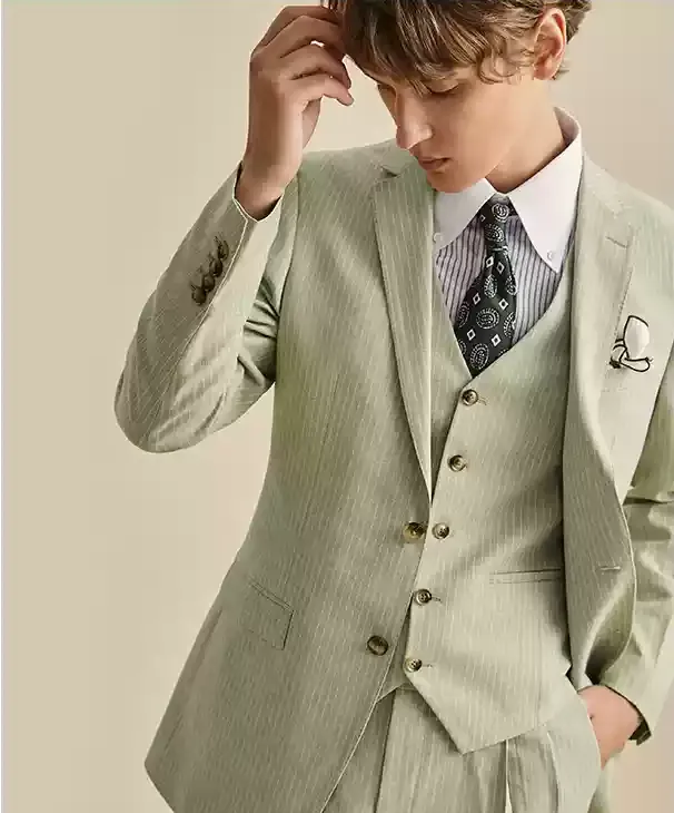 Formal Men's 3 Pieces Mens Suit Notch Lapel Striped Tuxedos (Blazer+Vest+Pants) sold by Mens Event Wear