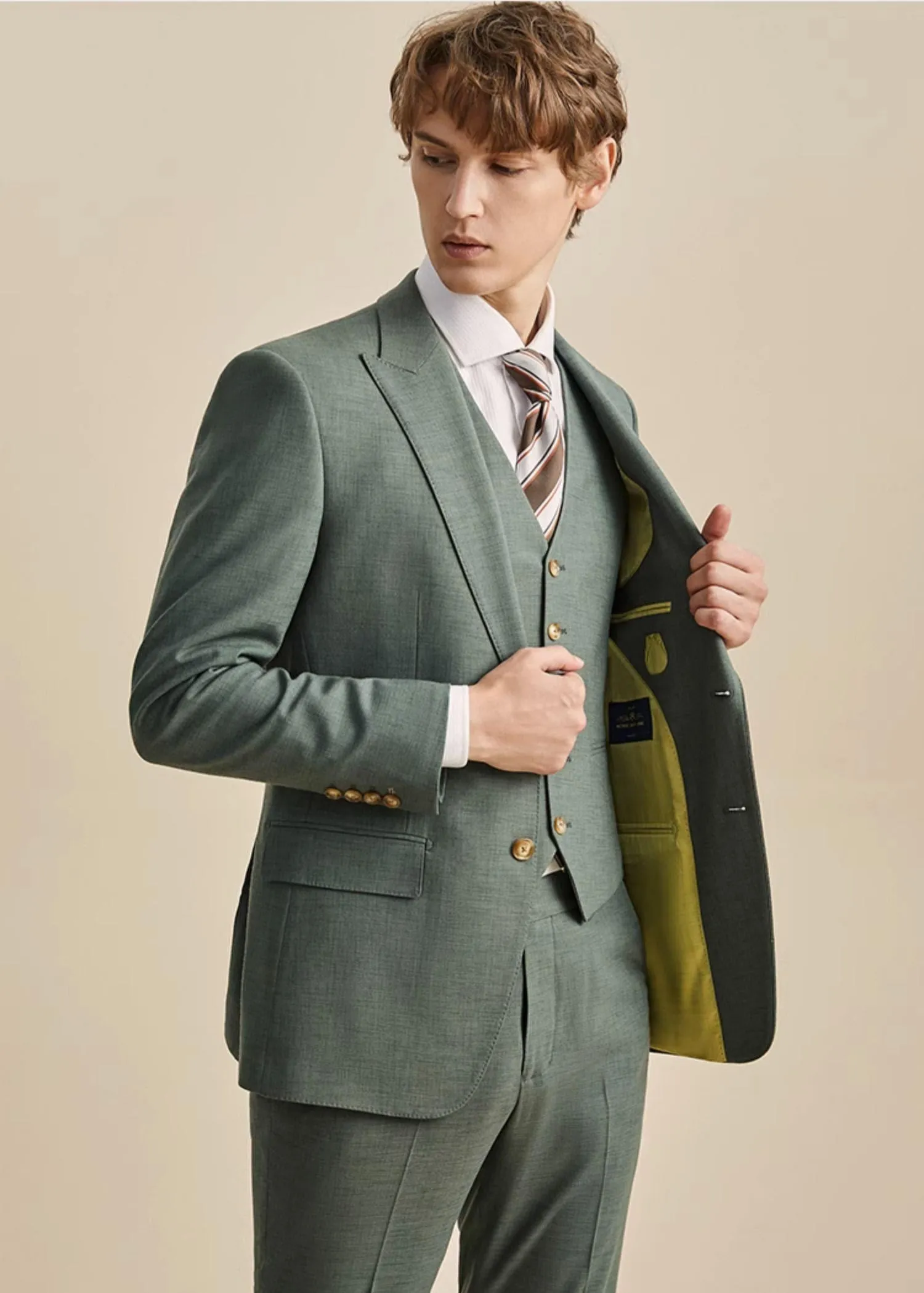 Fashion Men's 3 Pieces Flat Peak Lapel Tuxedos For Party (Blazer+vest+Pants) sold by Mens Event Wear product image thumbnail 5