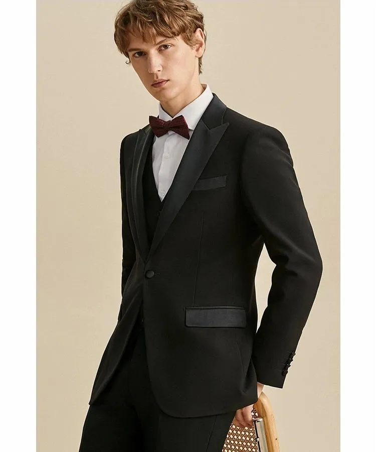 Formal Men's Suits Slim Fit 3 Pieces Peak Lapel Tuxedos (Blazer + Vest + Pant) sold by Mens Event Wear