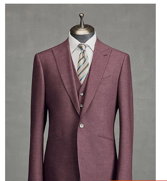 Fashion 3 Pieces Mens Suit Flat Peak Lapel Tuxedos (Blazer+vest+Pants) sold by Mens Event Wear