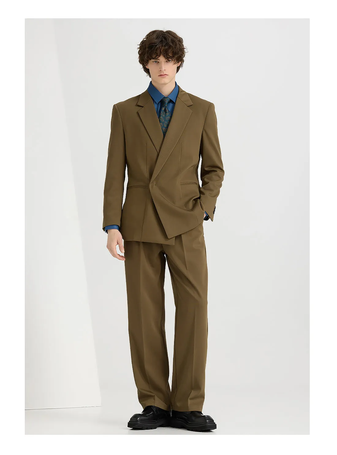 Fashion 2 Pieces Mens Suit Flat Notch Lapel Tuxedos For Wedding (Blazer+Pants) sold by Mens Event Wear product image thumbnail 4