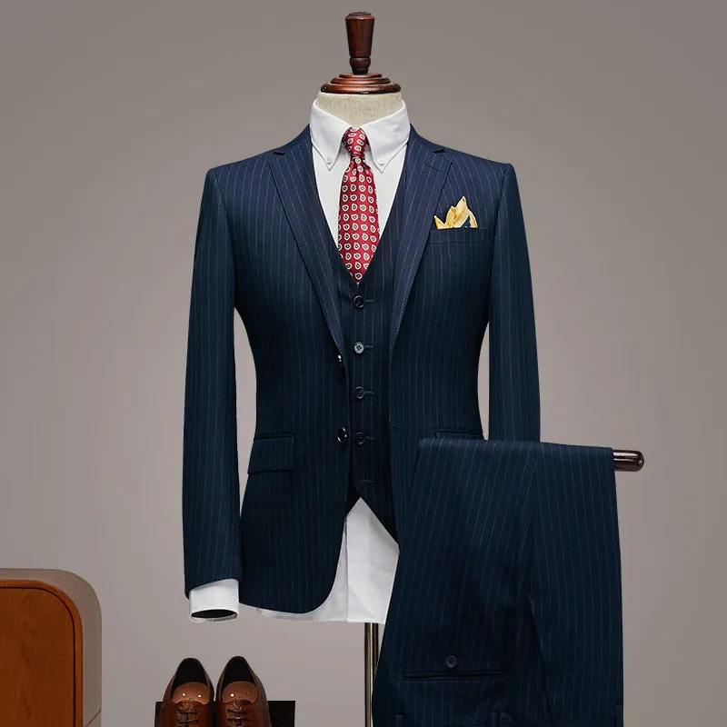 Fashion Men's 3 Pieces Mens Suit Notch Lapel Striped Tuxedos (Blazer+Vest+Pants) sold by Mens Event Wear product image thumbnail 2