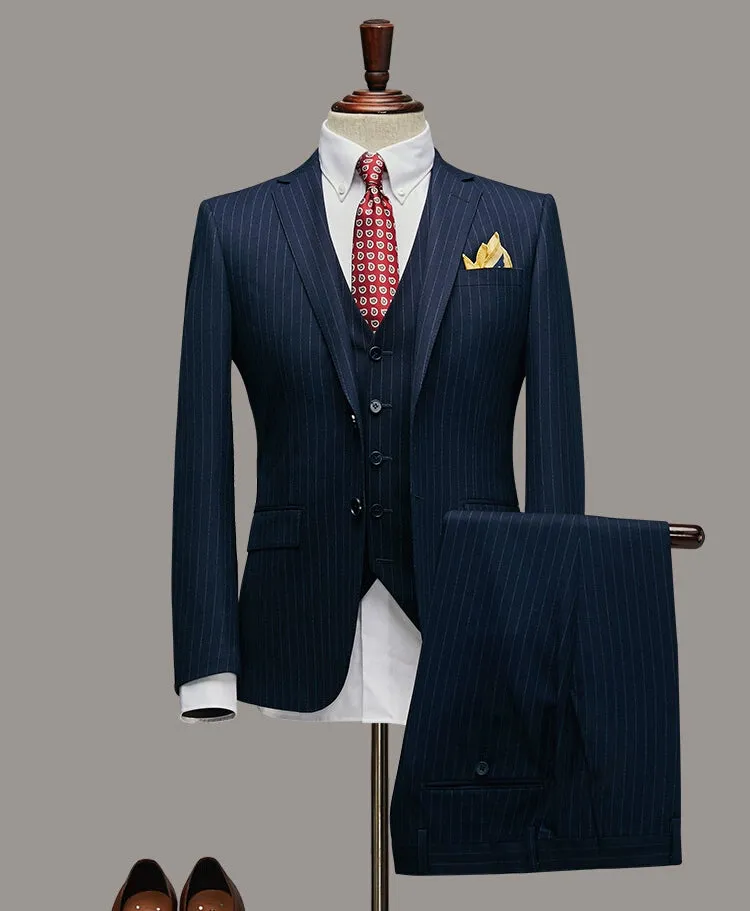 Fashion Men's 3 Pieces Mens Suit Notch Lapel Striped Tuxedos (Blazer+Vest+Pants) sold by Mens Event Wear