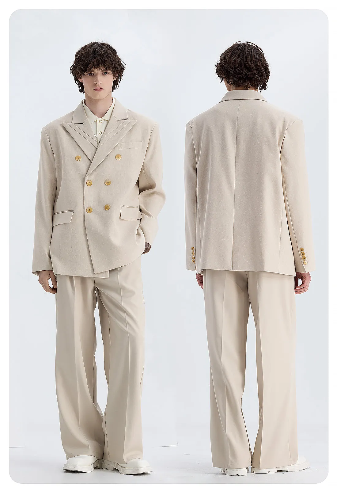 Formal 2 Pieces Mens Suit Flat Peak Lapel Tuxedos For Wedding (Blazer+Pants) sold by Mens Event Wear product image thumbnail 5