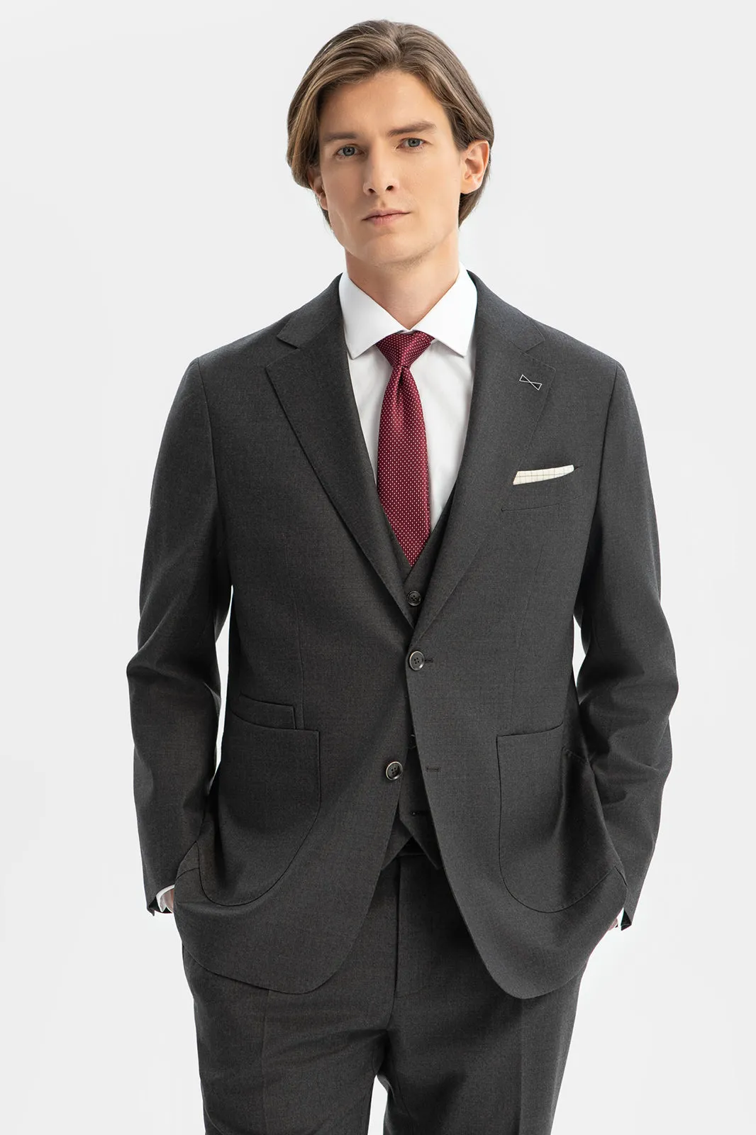 Fashion 3 Pieces Mens Suit Flat Notch Lapel Tuxedos (Blazer+vest+Pants) sold by Mens Event Wear