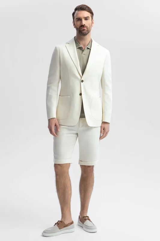 Casual 2 Piece Men's Suit Flat Linen Notch Lapel Tuxedos (Blazer+Shorts) sold by Mens Event Wear