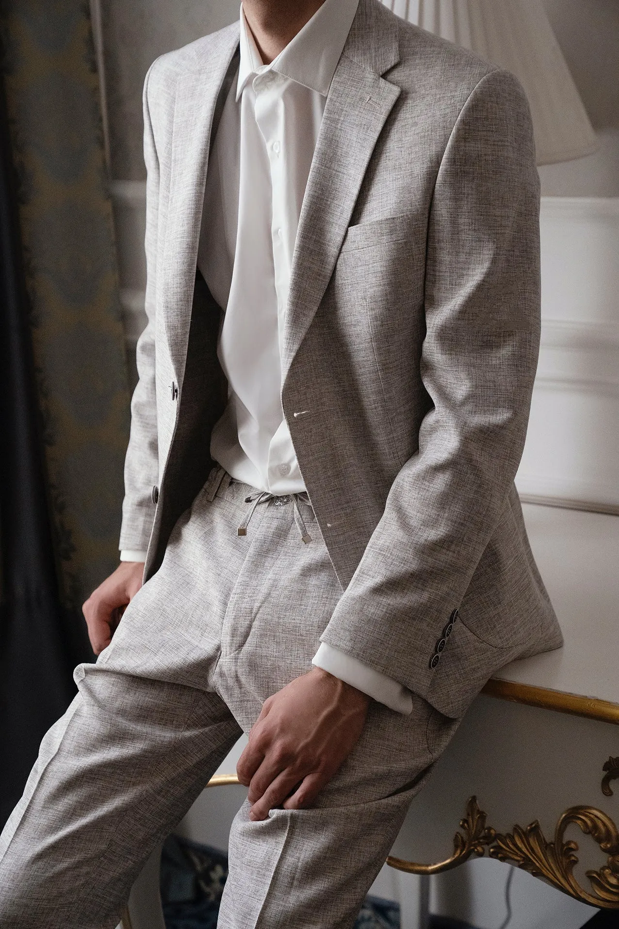 Formal 2 Pieces Mens Suit Flat Linen Notch Lapel Suit (Blazer + Pants) sold by Mens Event Wear product image thumbnail 4