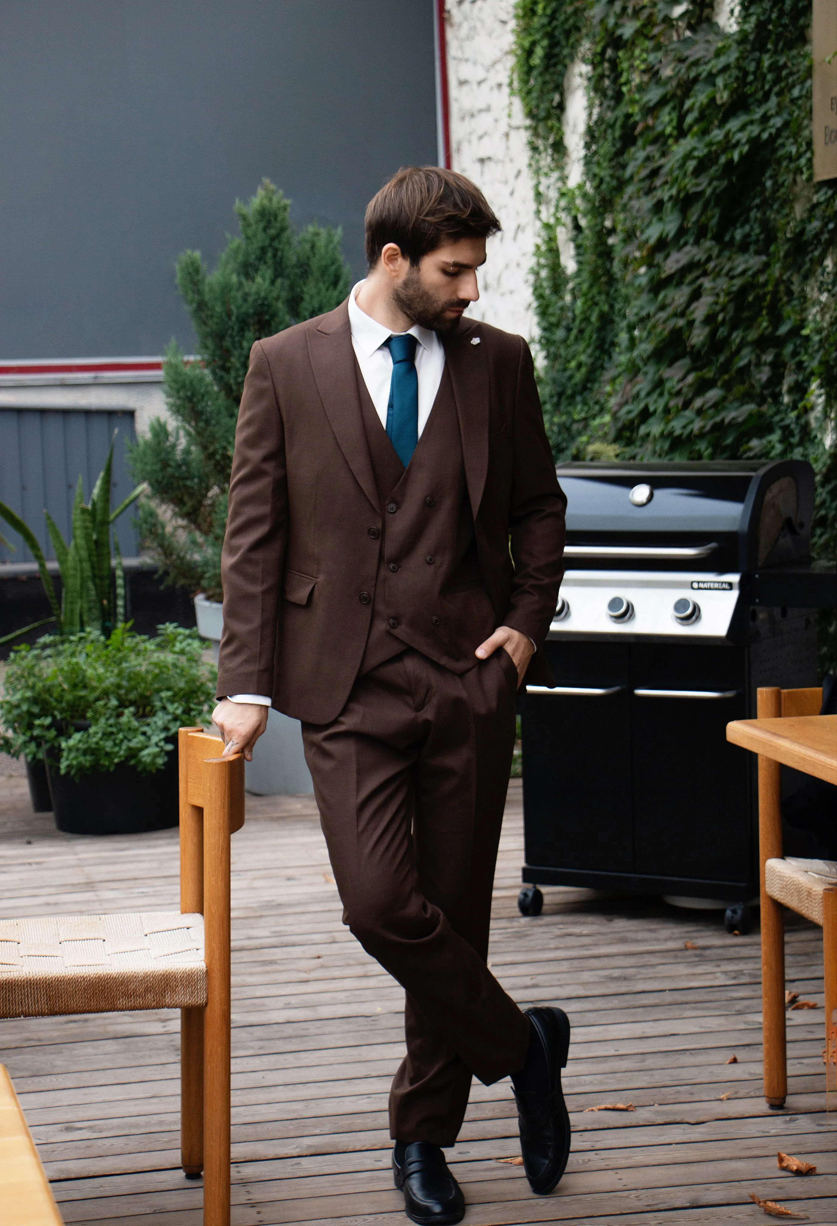 Fashion Men's Suits 3 Pieces Peak Lapel Tuxedos (Blazer+Vest+ Pant) sold by Mens Event Wear product image thumbnail 3