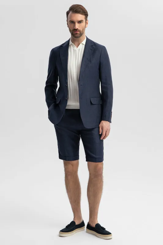 Casual 2 Piece Men's Suit Flat Linen Notch Lapel Tuxedos (Blazer+Shorts) sold by Mens Event Wear