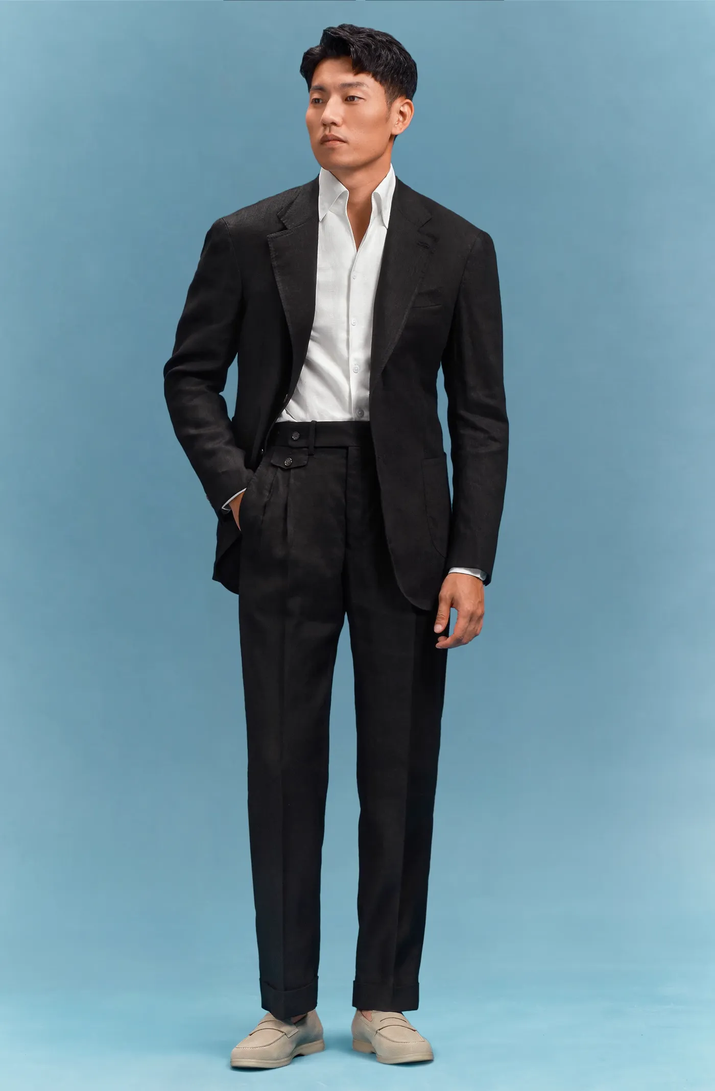 Casual 2 Pieces Mens Suit Flat Linen Notch Lapel Suit (Blazer + Pants) sold by Mens Event Wear product image thumbnail 4